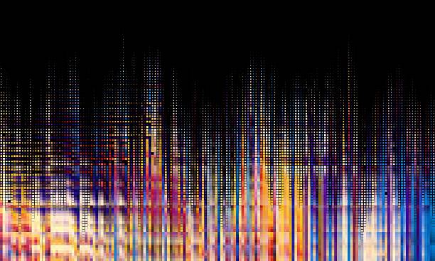 istock Abstract halftone dotted digital technology wide background with futuristic neon light and faded effect. Cyberpunk and retrowave design for technology, hi-tech and science concept. Vector illustration 2229078688
