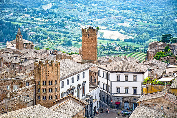 Orvieto cityscape panorama, city in Umbria region of Italy, with famous gothic cathedral and towers