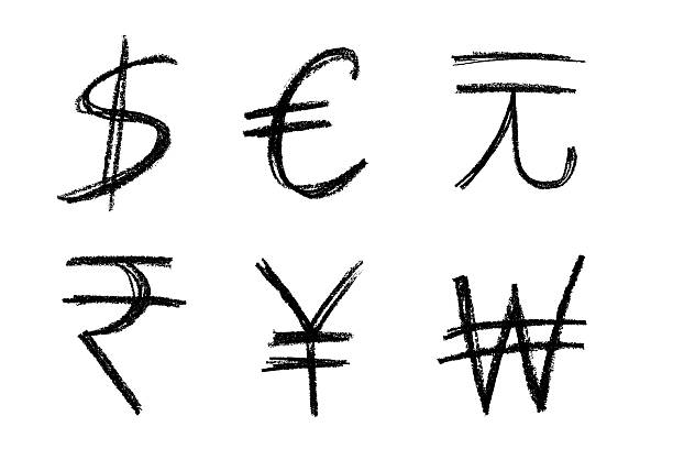 istock Hand drawn multiple currencies symbol set Dollar euro yuan yen won rupee 2229088307