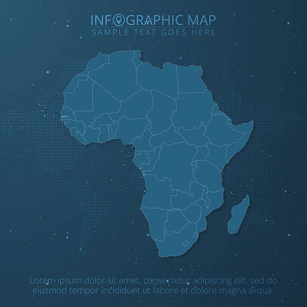 istock Africa Continent Map High Detail Separated All States on Dark Blue Background 2229090930