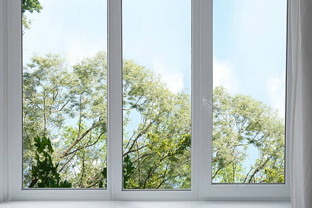 istock View from the window on the garden green trees. 2229098900