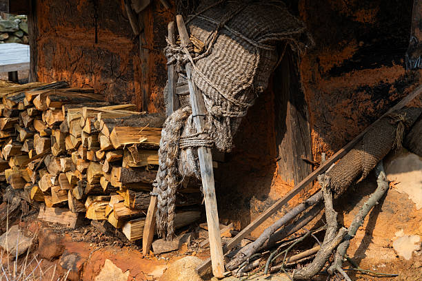 Explorer, female, 50-year-old, is filming depopulated village