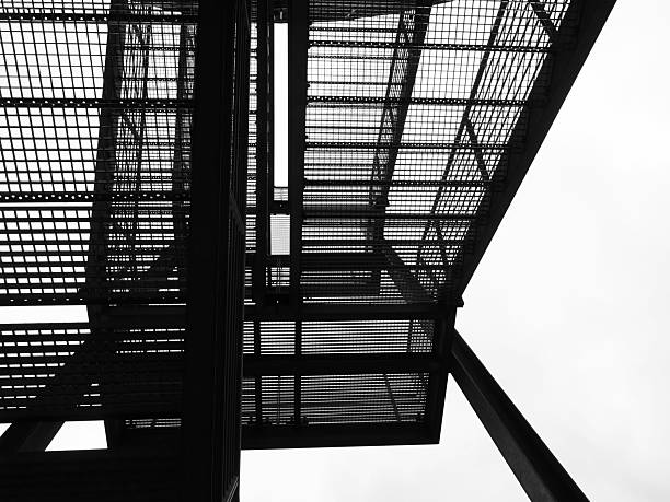 View of a staircase in black and white