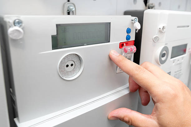 istock Electric energy meter measuring power usage 2229128223