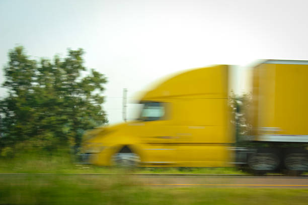 A bright yellow semi truck.