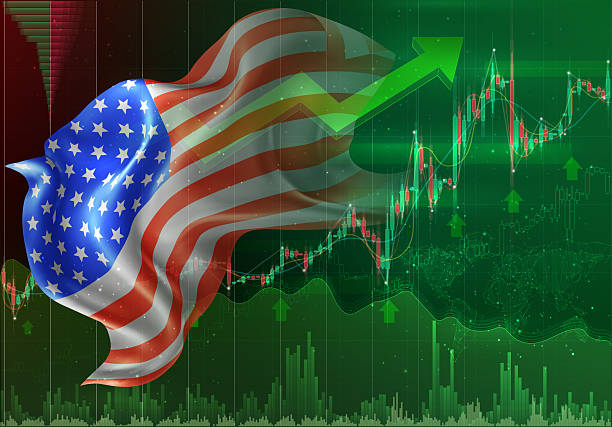 istock USA, America, vector 3d flag financial exchange trend up 2229140633