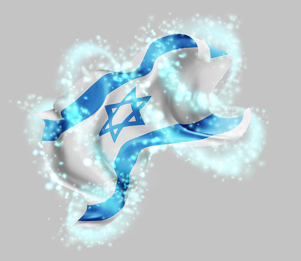 istock Israel, vector 3d flag in whirlwind of magical radiance 2229140897