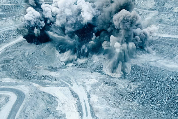 Explosion of explosives, large fire.
