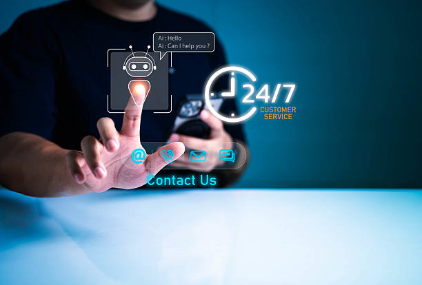 istock Businessman using AI chatbot and twenty four seven customer service technology with virtual touch screen interface, enhancing online communication, support efficiency, and digital business solutions. 2229153166