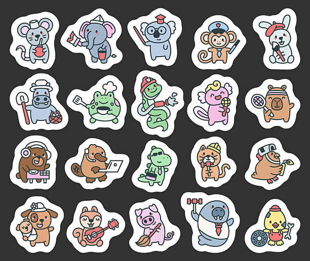 istock Cute kawaii animal profession character set showing different occupations in cartoon style with expressive poses and tools for your illustration and creative designs projects 2229153848