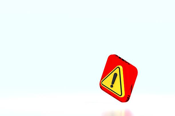 istock 3D yellow warning sign with black exclamation mark on a coral background. Suitable for caution, safety alerts, and hazard warnings. 2229169349
