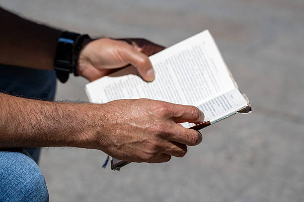 Traveler reading book during seaside leisure moment