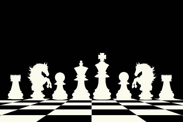 A black and white image of international chess set on a board, reflecting the business world full of competition and complex strategies to achieve business victories, whether it be in the pursuit of market share.