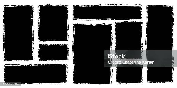 Rectangular Shapes Text Boxes Hand Drawn Grunge Textured Text Boxes Set ...