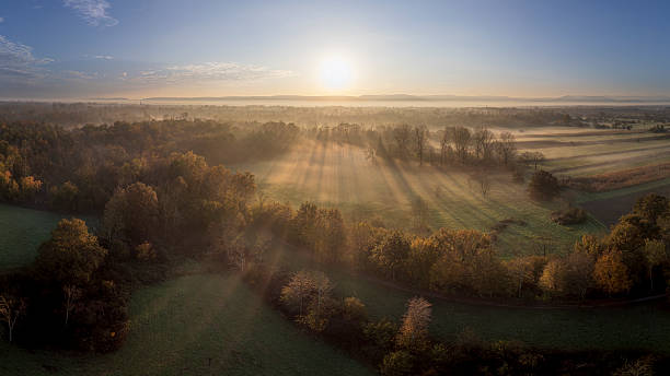 istock Misty Autumn Morning in the Rhine Plain - Germany 2229196143