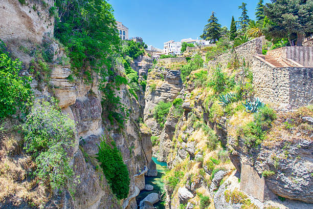 The Tajo de Ronda Gorge is a 500-metre long gorge that is 100 metre deep that goes to the Guadalevín river in Ronda, Spain
