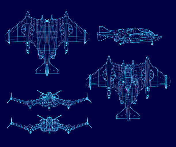 istock Detailed blueprint of a fighter jet 2229204894