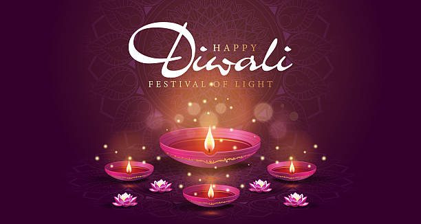 istock 3d happy Diwali greetings, Diya decoration with Rangoli design. mandala pattern in purple background template 2229208227