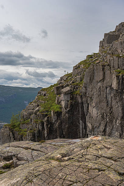 istock Rugged Cliffside with Lone Figure Near Preikestolen, Norway 2229211367
