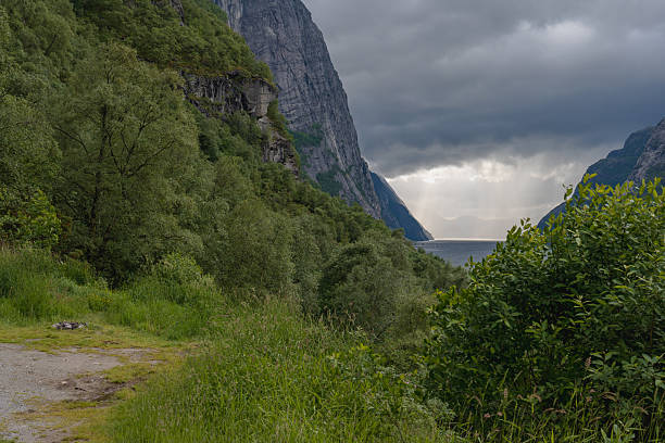 istock Dramatic Cliffs and Fjord Landscape in Lysebotn, Norway 2229211766