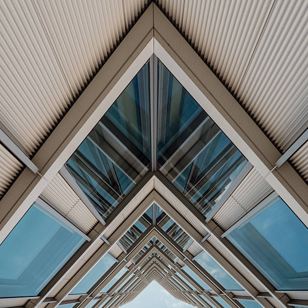 abstract minimalist close-up of a skyscraper from a worm's eye view