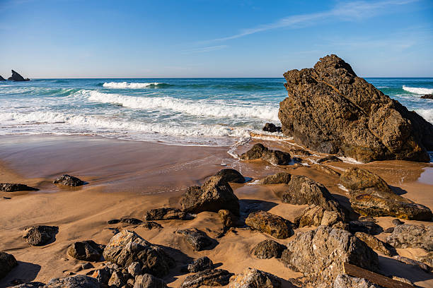 istock Scenic Portuguese Atlantic coastline with sandy beach and rocky shore 2229213391