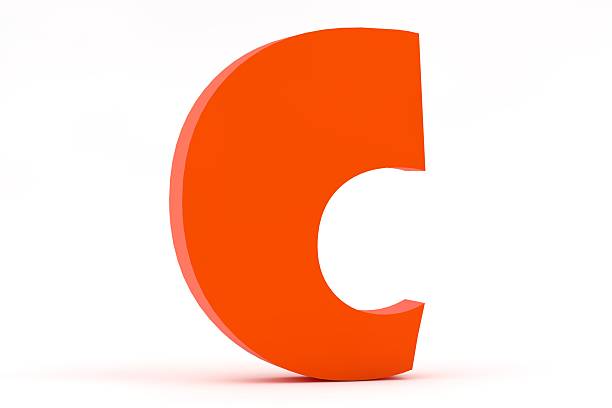 Red letter C in gothic character on white background