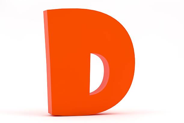 Red letter D in gothic character on white background