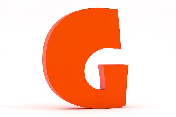 Red letter G in gothic character on white background