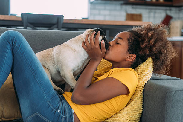 istock Girl and a dog at home. 2229220941