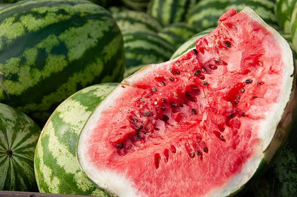 istock Closeup of a ripe split watermelon in half 2229228555