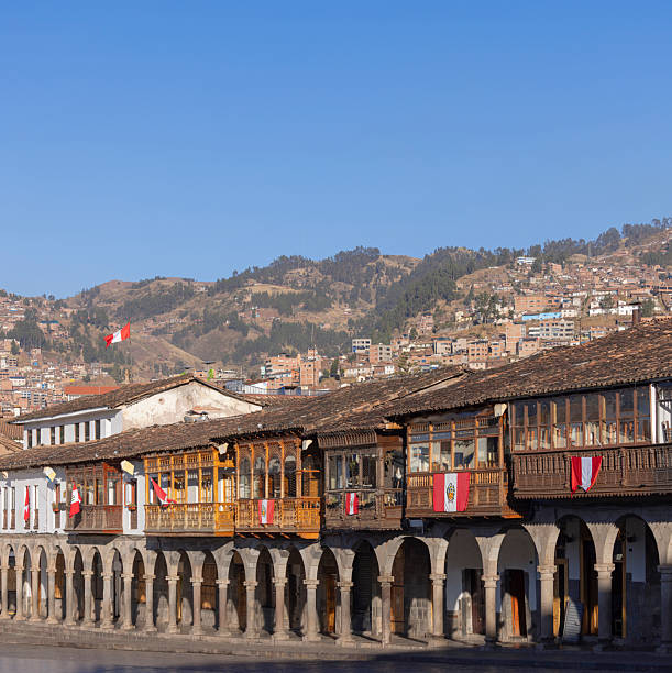 The Plaza de Armas in Cusco, Peru, has a rich history intertwined with both the Inca Empire and Spanish colonial rule. Originally called Huacaypata, it served as a ceremonial and administrative center for the Incas, playing host to significant events like the Inti Raymi festival. After the Spanish conquest, it was transformed into a plaza, with colonial buildings like the Cusco Cathedral and the Church of the Society of Jesus erected on the site of former Inca palaces