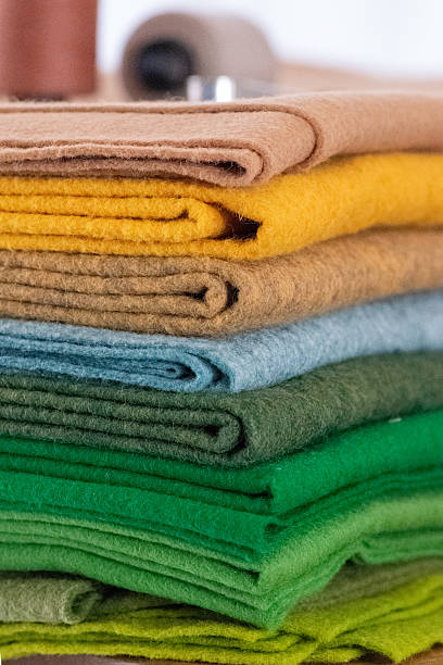 istock Colorful felt fabric stacks — soft textile texture backgrounds and palette 2229273208