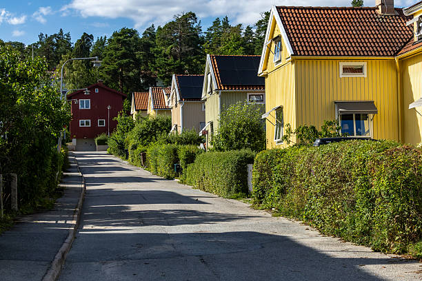 Stockholm, Sweden Residential houses in the Bromma suburb.