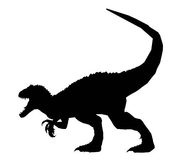istock A black and white T-Rex silhouette stands boldly against a clean white background, showcasing sharp details of the dinosaur's fierce profile. The minimalist design highlights the prehistoric. 2229311682
