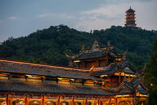 istock Sunset view of ancient architecture and pagoda in DuJiangYan 2229321985
