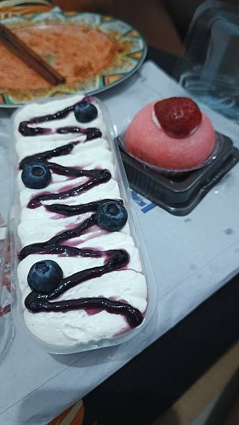 istock Blueberry cheesecake and a modern strawberry mochi 2229325954