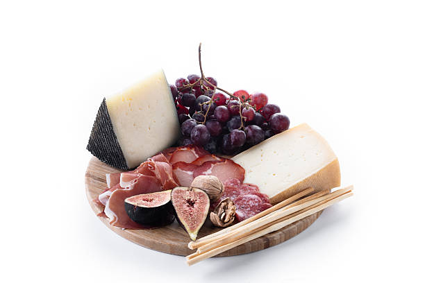 istock Charcuterie Board with Cheese, Grapes, Figs and wine 2229350042