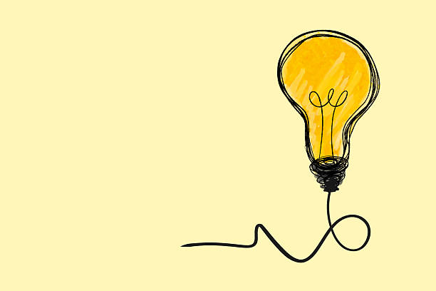 istock Drawing of light bulb yellow isolated on background. with copy space 2229356343