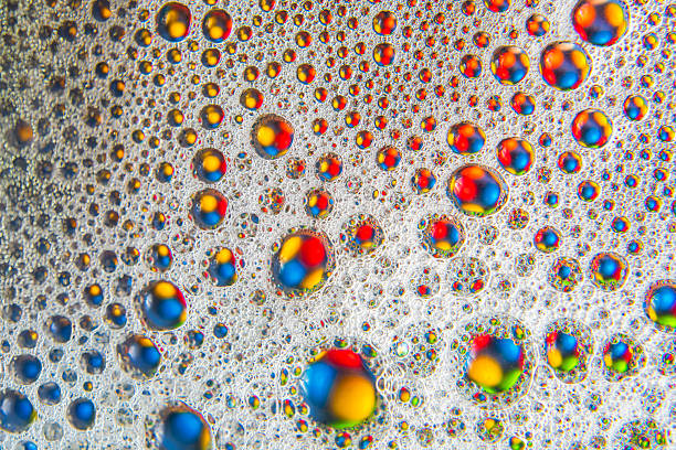 Dish soap bubbles in close up