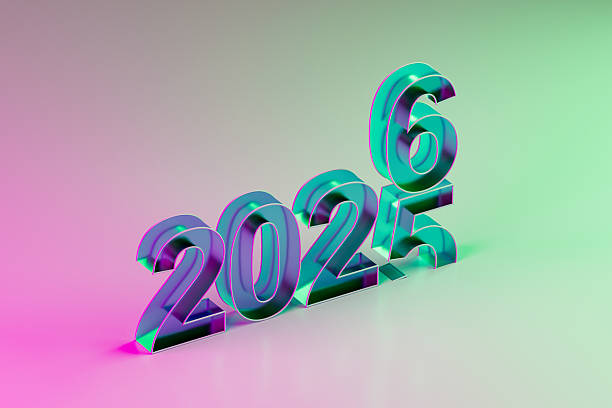 istock 2026 New Year Glass Text on Color Gradient Background, Changing from 2025 to 2026 2229362863