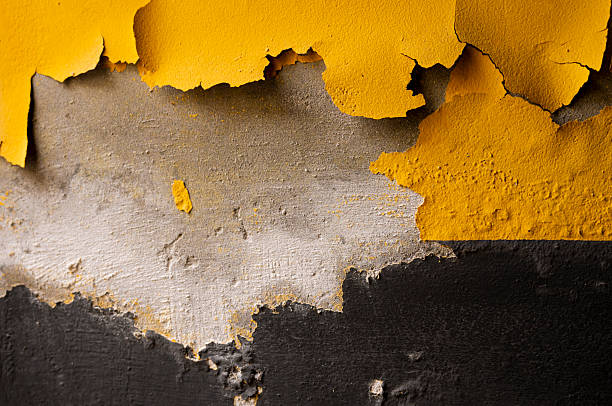 istock Peeling Paint Texture: Abstract Yellow, Gray, and Black Wall 2229363475