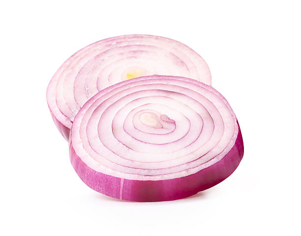 istock Two Spanish onion or red onion slices in stack isolated on white background with clipping path 2229368141