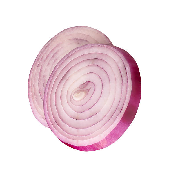 istock Two Spanish onion or red onion slices in stack isolated on white background with clipping path 2229368637