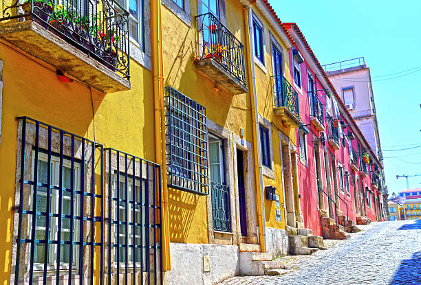 Historic colorful houses in Lisbon, Portugal