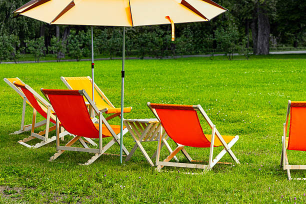 Attractive young woman sunbathing in the countryside, she is wearing bikini and a straw hat, she is typing on her phone.