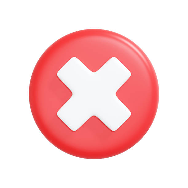 3D render of a red circular button with white cross symbol, representing cancel, error, or close in minimal and modern style