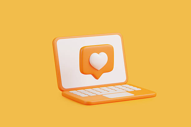 istock Laptop with heart icon for social media 2229372431