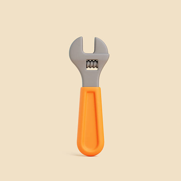 istock 3D Adjustable Wrench with Orange Handle on Beige Background 2229372604