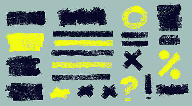 istock Black and green brush drawn bold geometric shapes, asterisks and circles. Template punk style rough symbols, shapes. Vector squiggle thick lines, curly brush strokes for design, banner, print, collage 2229382149